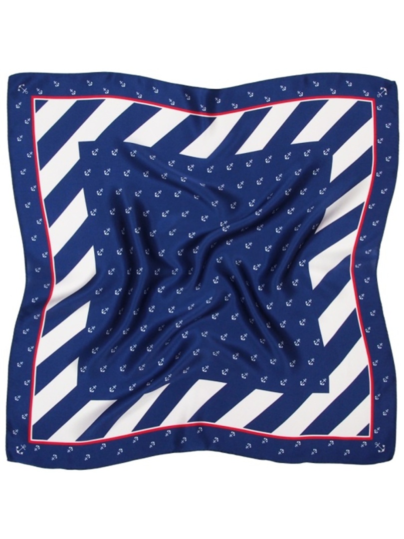 AD7-038 Apaszka jedwab 100% drukowana kotwice 68x68cm